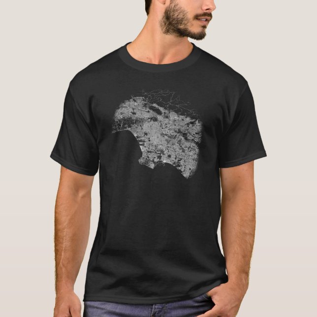 T-shirt do mapa de estradas de Los Angeles (Frente)