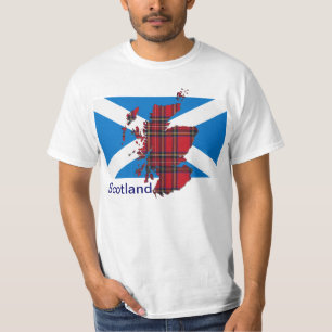 T-shirt do mapa de Scotland Saltire do Tartan