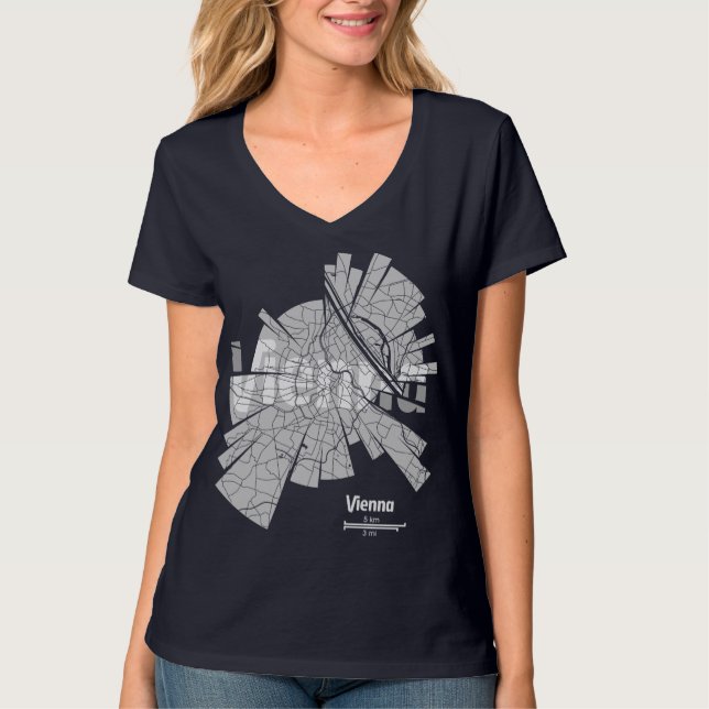 T-shirt do mapa de Viena para mulheres (Frente)