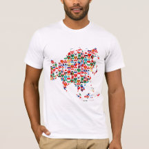 T-shirt do mapa dos corações da bandeira de Ásia