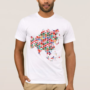 T-shirt do mapa dos corações da bandeira de Ásia