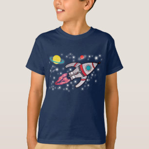 T-shirt do marinho dos meninos do espaço de Rocke