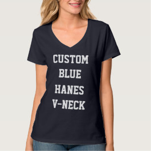 T-SHIRT do MARINHO HANES V-NECK das mulheres