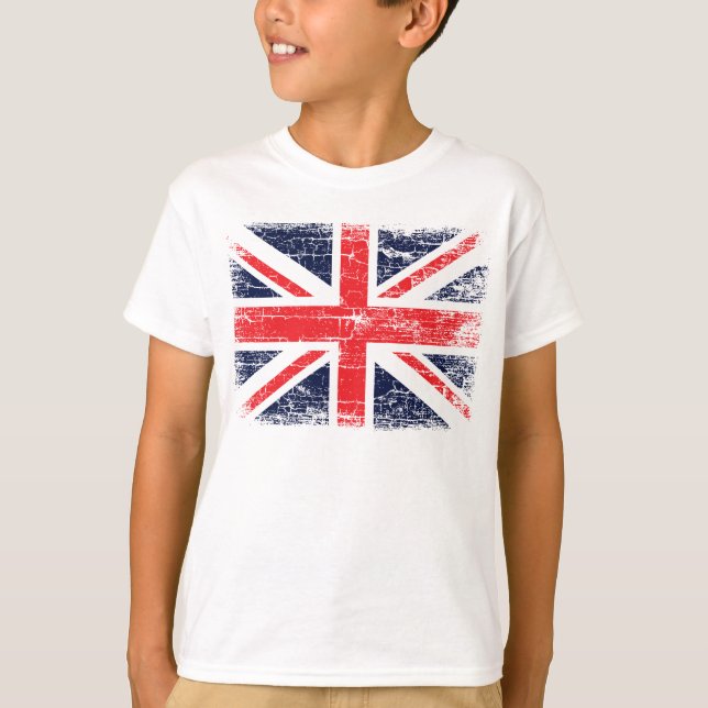 T-shirt Do miúdo britânico BRITÂNICO da bandeira do (Frente)