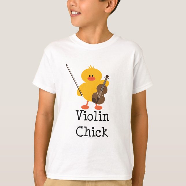 T-shirt do miúdo do pintinho do violino (Frente)