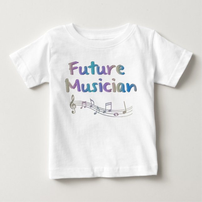 T-shirt Do miúdo futuro das notas musicais do músico do (Frente)