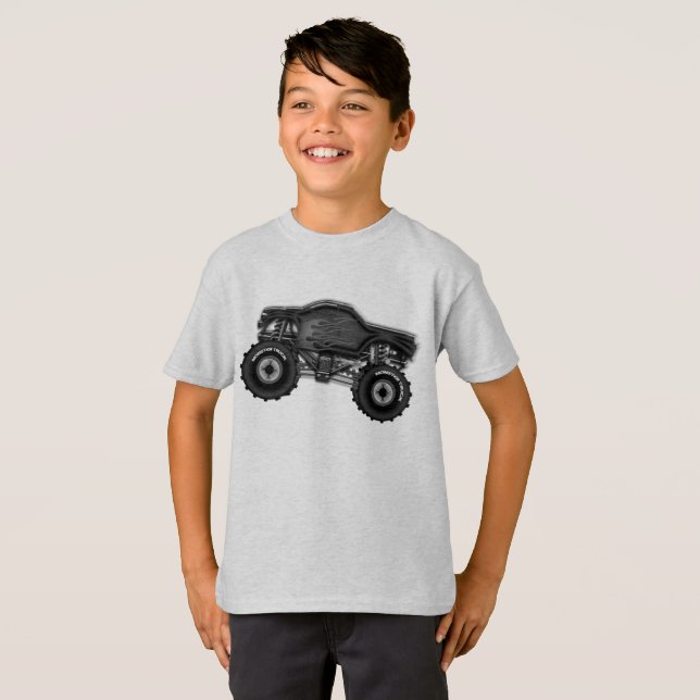 T-shirt do monster truck para meninos (Frente Completa)