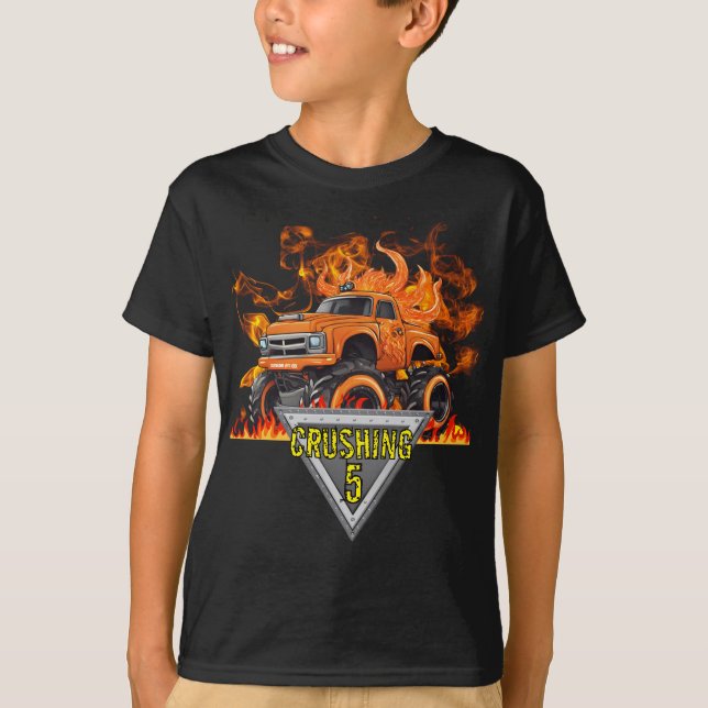 T-Shirt do Monstro das Chamas Laranja (Frente)