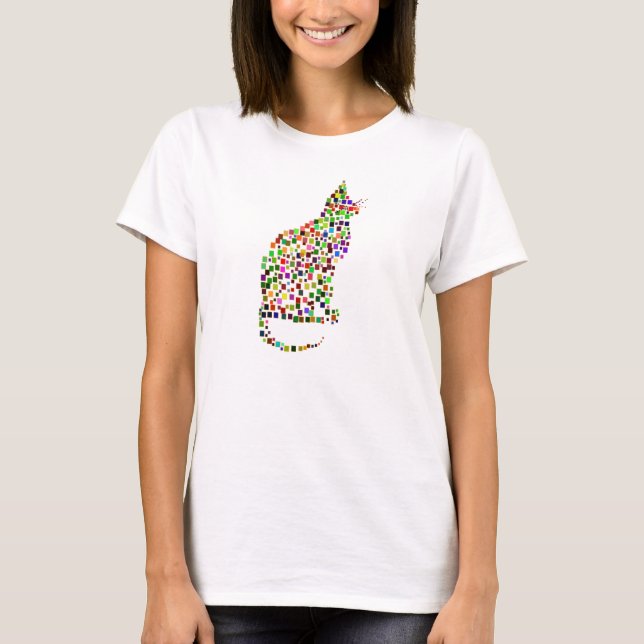 T-shirt do mosaico do gato (Frente)