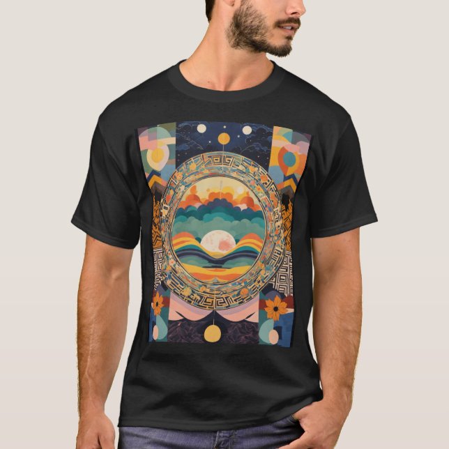 T-Shirt do nascer do sol da velha arte (Frente)