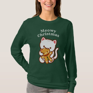 T-shirt do Natal de Meowy: Pão-de-espécie com fo