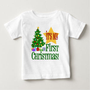 T-shirt do Natal dos bebês primeiro