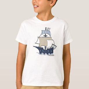 T-shirt do navio de pirata das crianças