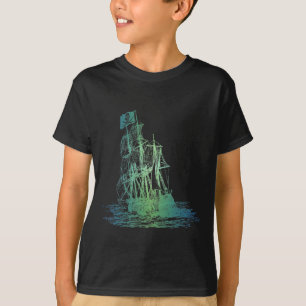 T-shirt do navio de pirata dos miúdos