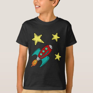 t-shirt do navio do foguete retro