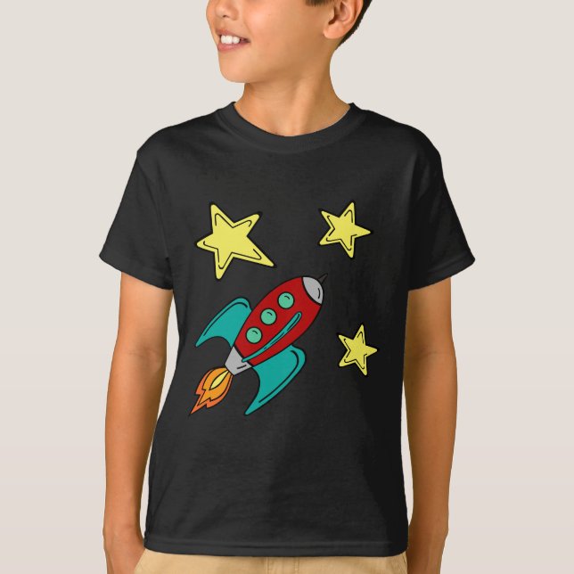 t-shirt do navio do foguete retro (Frente)