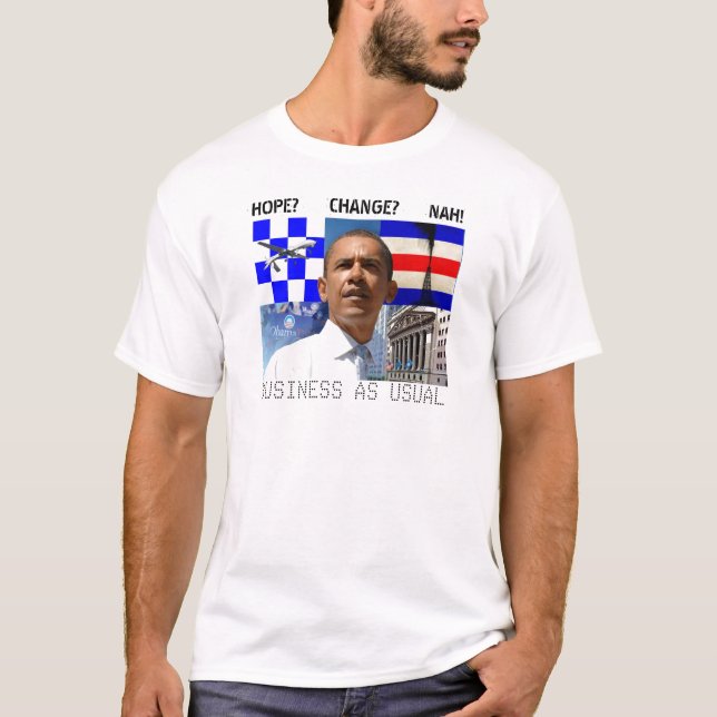 T-shirt do NEGÓCIO de Obama COMO DE COSTUME (Frente)