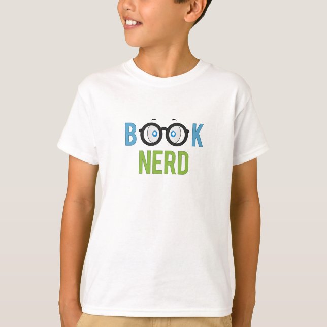 T-shirt do nerd do livro para meninos (Frente)