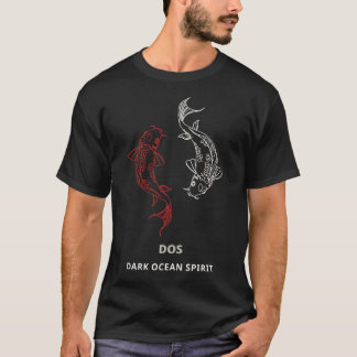 T-Shirt do Oceano Escuro - Branca e Baleia Vermelh