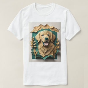 T-shirt do Ouro do Retriever de Design de Arte 3D