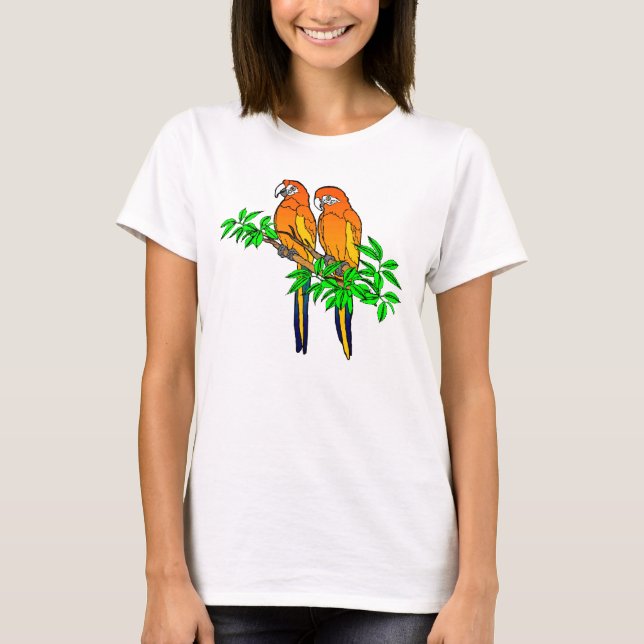 T-shirt do papagaio das mulheres (Frente)
