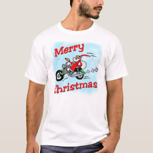 T-shirt do papai noel da motocicleta