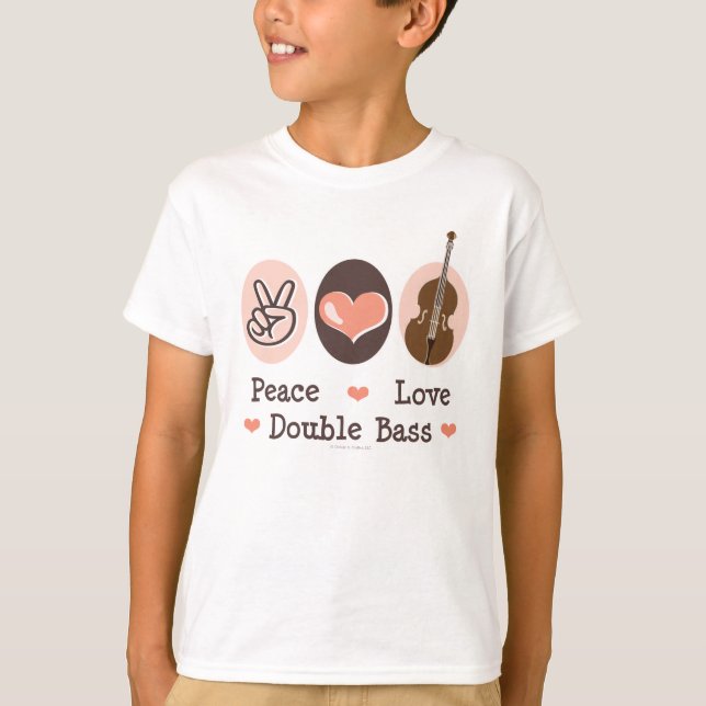 T-shirt do Peace Love Double Bass (Frente)