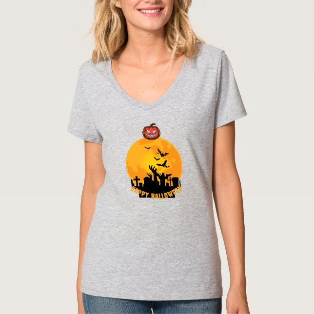 T-Shirt Do Pescoço Das Mulheres (Frente)