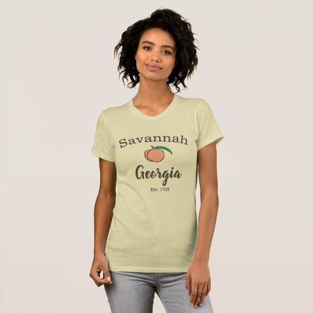 T-shirt do pêssego de Geórgia do savana para as (Frente Completa)