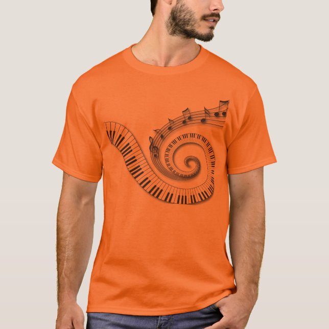 T-shirt do piano e das notas musicais (Frente)