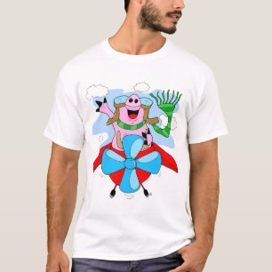 T-shirt do piloto do porco do vôo