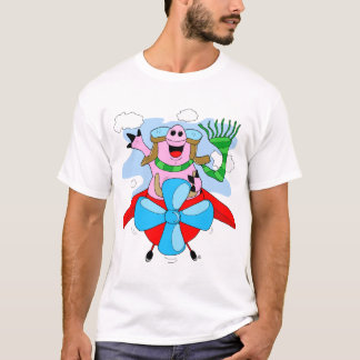 T-shirt do piloto do porco do vôo