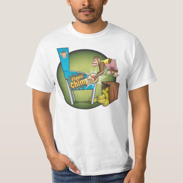 T-shirt do Pinball do chimpanzé de Flippin (Frente)