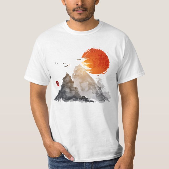 T-shirt do por do sol da montanha (Frente)