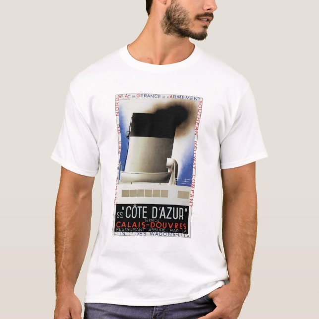 T-shirt do poster da balsa do canal de Cote d'Azur (Frente)