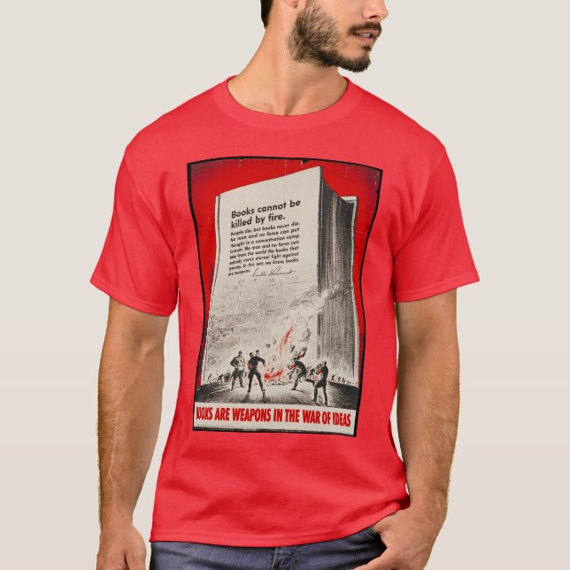 t-shirt do poster do burning de livro WWII (Frente)