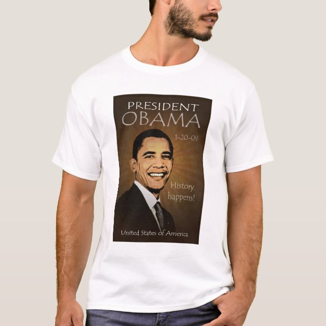 T-shirt do presidente Obama Grunge Esfarrapar (Frente)