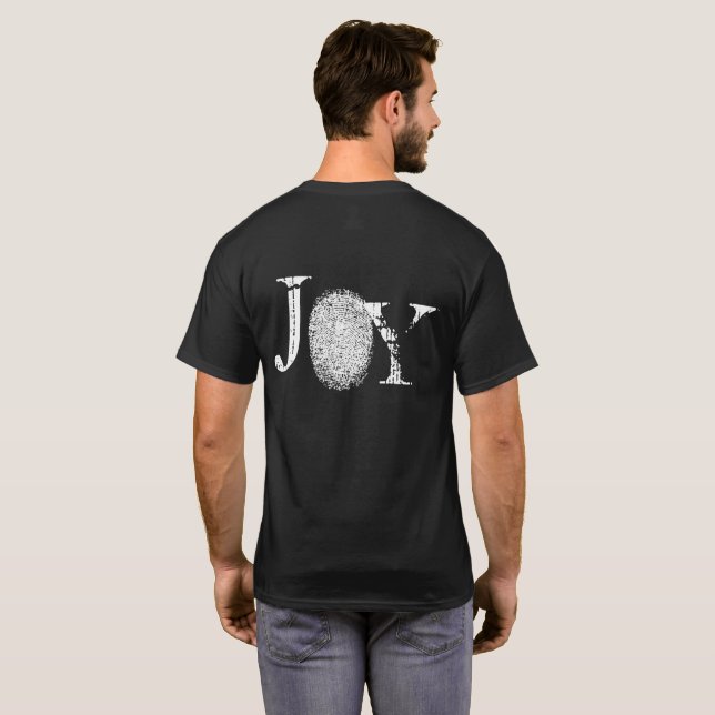 T-shirt do preto da alegria da impressão digital (Parte Traseira Completa)