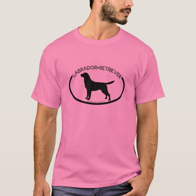 T-shirt do preto da silhueta de Labrador (Frente)