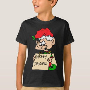 T-shirt do preto do duende do Feliz Natal