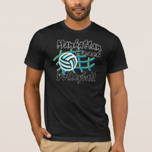 T-shirt do preto do voleibol de Manhattan Beach