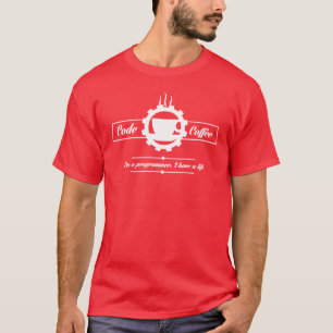 t-shirt do programador: código e café