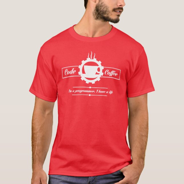 t-shirt do programador: código e café (Frente)