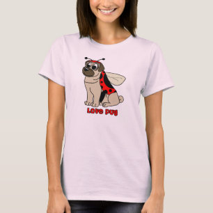 T-shirt do Pug do amor dos desenhos animados
