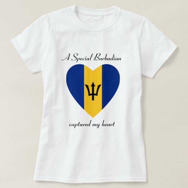 T-shirt do querido da bandeira de Barbados (Frente do Design)