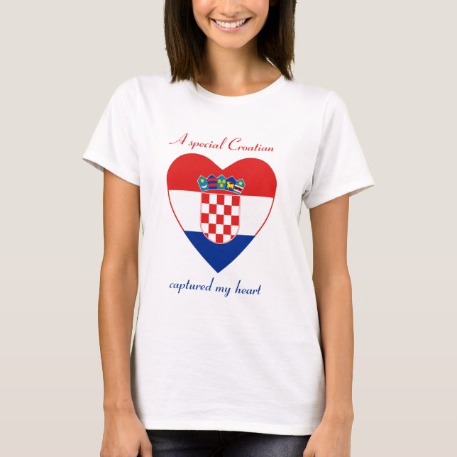 T-shirt do querido da bandeira de Croatia (Frente)
