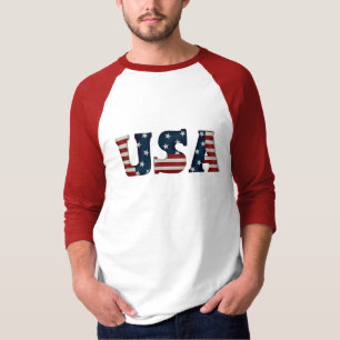 T-shirt do Raglan da Capa dos EUA 3/4 dos homens