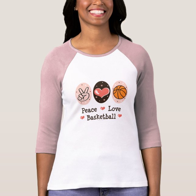 T-shirt do Raglan do basquetebol do amor da paz (Frente)