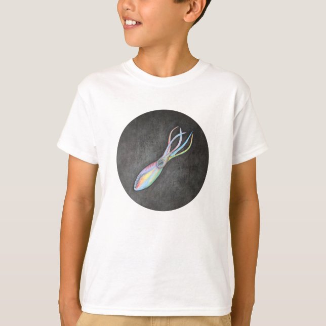 T-shirt do Raglan do calamar do arco-íris (Frente)