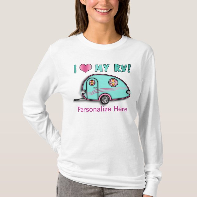 T-SHIRT do reboque do viagem da gota rv do rasgo (Frente)